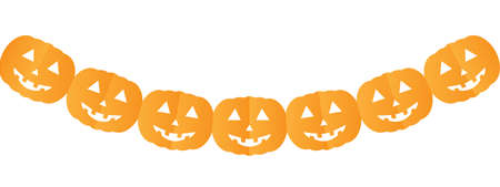 happy halloween garland with paper pumpkinsのイラスト素材