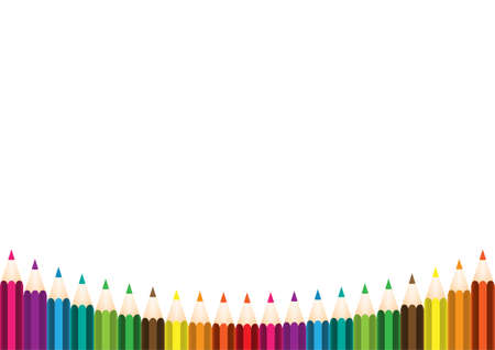 coloured pencils page frame, rainbow colorsのイラスト素材