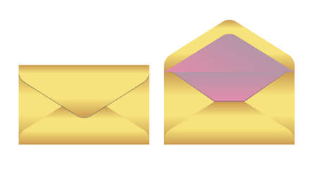 Vector illustration of gold envelope, opened and closedのイラスト素材