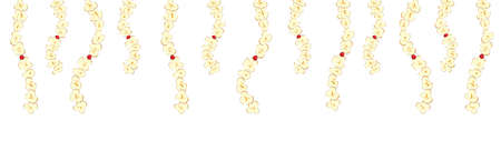 christmas popcorn and cranberies diy string, xmas hanging decoration for winter season, vector isolated on white background, design for decorating invitations, web, cards, posters, bannersのイラスト素材
