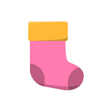 warm winter sock, illustration isolated on white background, flat vector designのイラスト素材