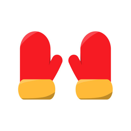 Red winter gloves symbol. Flat designed style.のイラスト素材