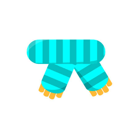 Colorful cartoon striped scarf icon isolated on white bacground, vector in flat style.のイラスト素材
