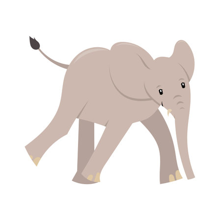 cute cartoon running baby elephant illustration isolated on whiteのイラスト素材