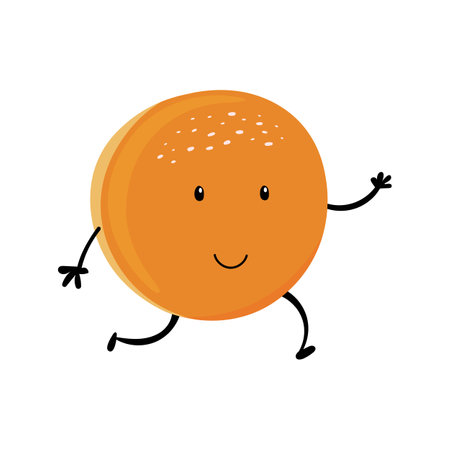 Cute food character of donut from czech fairytale. Vector illustration for kids isolated on white background.のイラスト素材