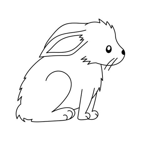 Cute coloring page for kids with cartoon baby rabbit. Cartoon vector illustration for children isolated on white background.のイラスト素材