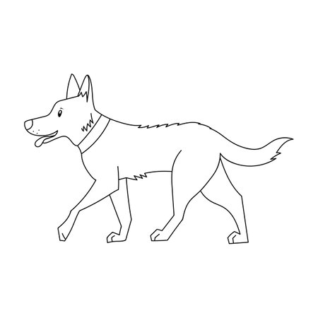 Cute coloring page for kids with cartoon nice dog. Cartoon vector illustration for children isolated on white background.のイラスト素材