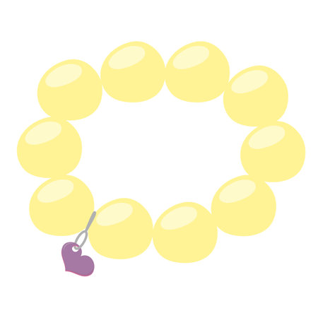 Bracelet with pearls. Women jewelry cartoon illustration isolated on white in childish style.のイラスト素材