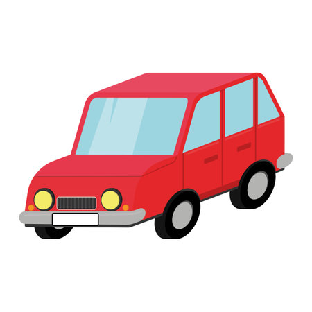 Vector illustration of cartoon red car. Isolated on white background.のイラスト素材