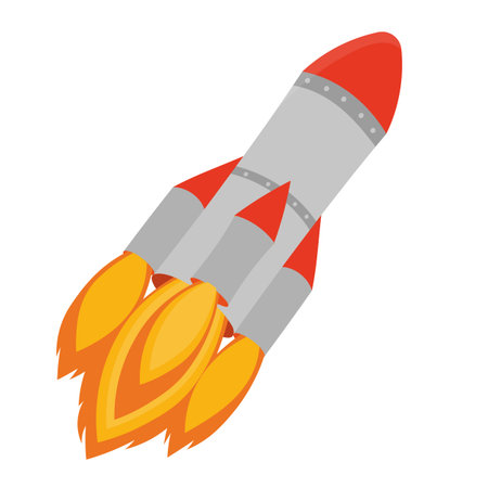 Rocket launch cartoon vector flat illustration.のイラスト素材