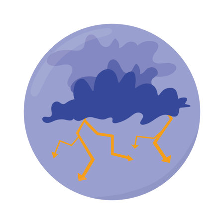 Icon of storm with cloud and flashes. Vector illustration isolated on white background.のイラスト素材