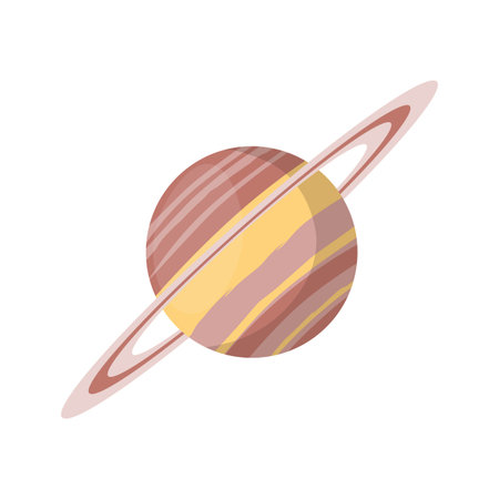 Saturn planet vector icon isolated on white background. Colorful cartoon flat design.のイラスト素材