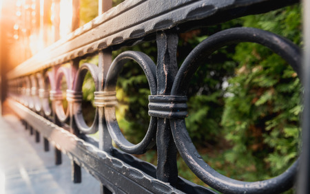 iron fence close upの写真素材