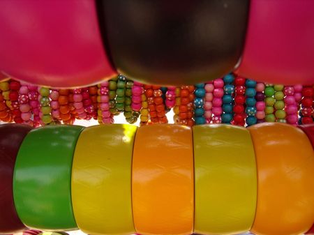 colored necklaces and bracelets
