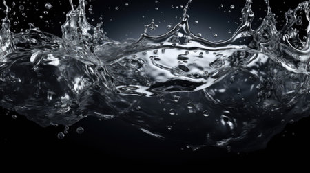 A Beautiful Water Splash with Blue Light Illuminates the Water. Generative AIの素材