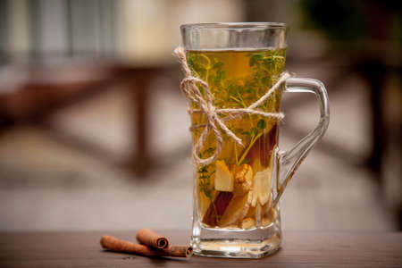 tea with ginger and cinnamonの写真素材
