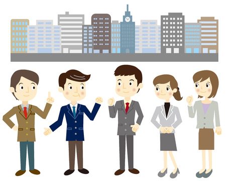 Business team standing in office districtのイラスト素材