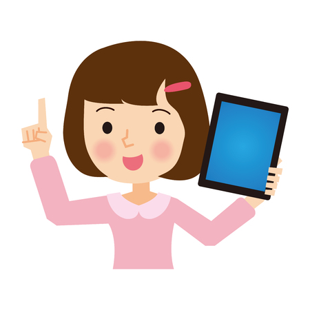 Girl with a Tabletのイラスト素材