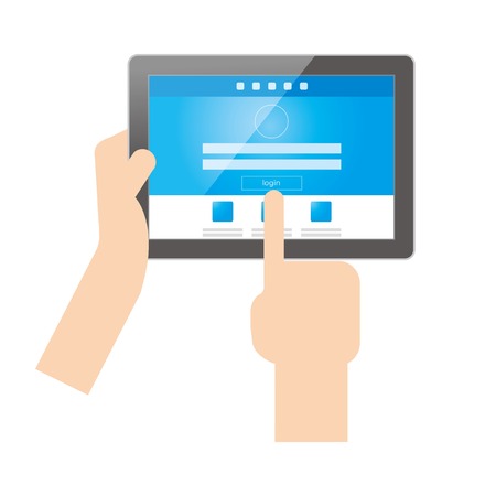 Hands to work with a Tablet PCのイラスト素材