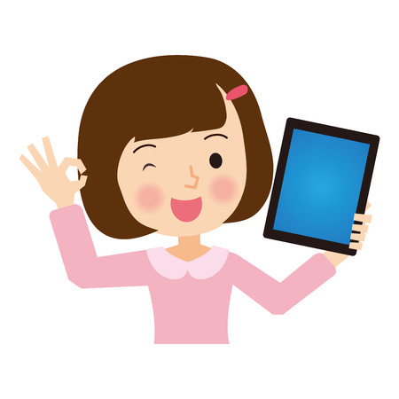 Girl with a Tabletのイラスト素材