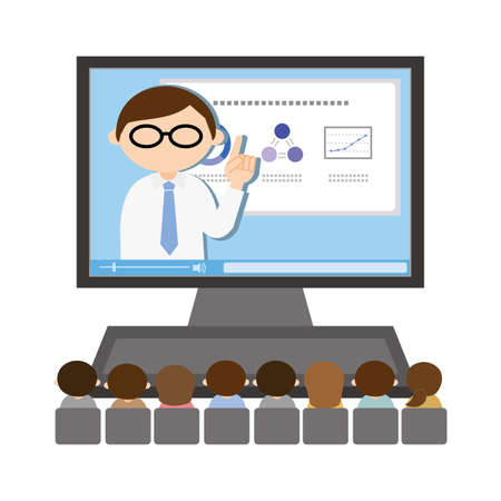 Image illustration of people watching webinarのイラスト素材