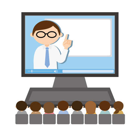 Image illustration of people watching webinarのイラスト素材