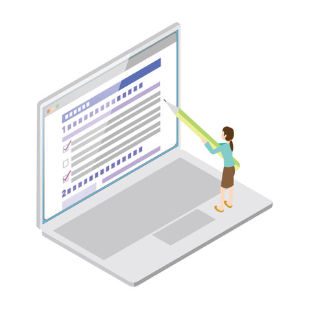 Illustration of a person filling out a formのイラスト素材