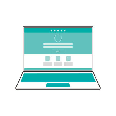 Illustration of green login screen on laptopのイラスト素材