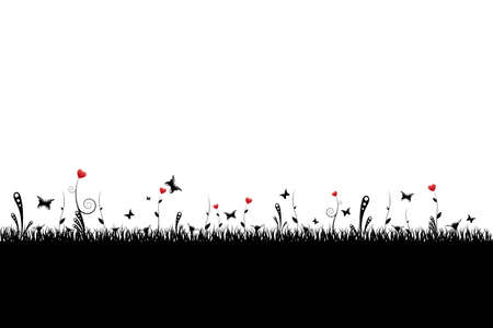 Vector illustration of grass and heart for valentine's card or your website. Include EPS and JPG files.のイラスト素材