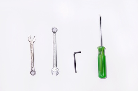tools for technician on white background