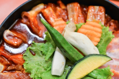 Big Menu set of meat and vegetable 2の写真素材