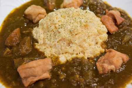Rice with eggs and chicken curry 1の写真素材