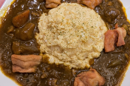 Rice with eggs and chicken curry 3の写真素材