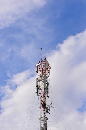 The Communications tower with blue skyの写真素材