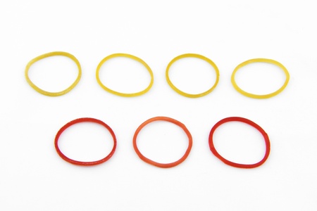 red and yellow plastic bandの写真素材