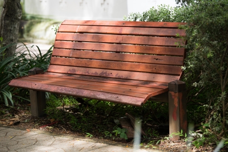 The old wooden bench in garden