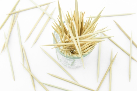 Many toothpicks on a white backgroundの写真素材