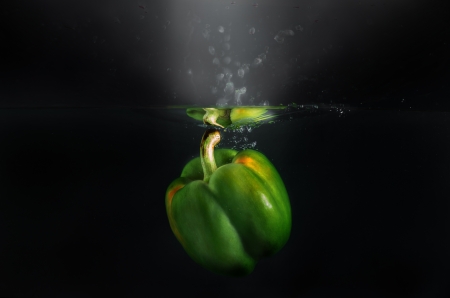 The colorful capsicum or bellpepper in the waterの写真素材