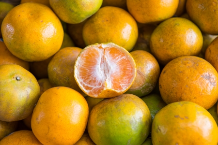 A pile of fresh orangeの写真素材