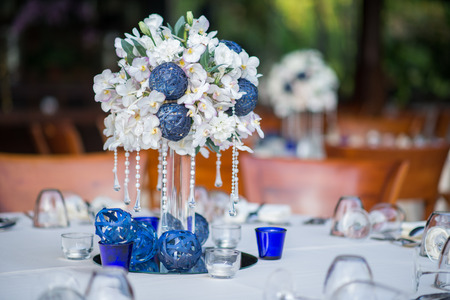 outdoor table setting for dinnerの写真素材