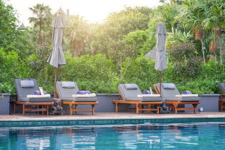 Swimming pool and bedのeditorial素材