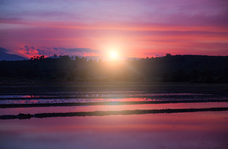 Sunset and mountainの写真素材