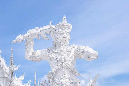 The statue of giant guardian in Wat Rong Khun, the famous whiteの写真素材