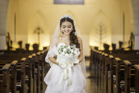 Beautiful bride in the Churchの写真素材