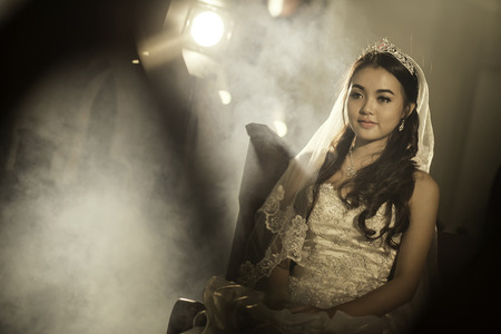 Beautiful bride in the Churchの写真素材