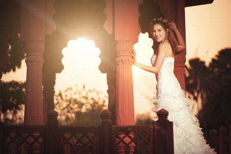 Asian Girl in wedding dressの写真素材