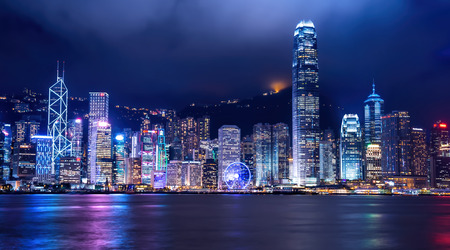 HONG KONG - JUNE 09: City Landscape of Hong Kong from Star of Avenue. Hong Kong. JUNE 09, 2015. The Landmark of Hong Kong.のeditorial素材