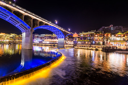 Fenghuang, China - FEB 27, 2016: The Old Town of Phoenix (Fenghuang Ancient Town). The popular tourist attraction which is located in Fenghuang County. HuNan, China, February 27, 2016のeditorial素材
