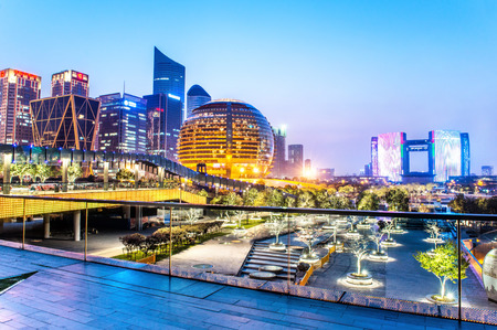 CHINA, HANGZHOU: MAR 25, 2016. Hangzhou skyscrapers,is the capital and largest city of Zhejiang...