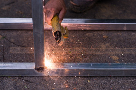 Arc welding of a steel at work site